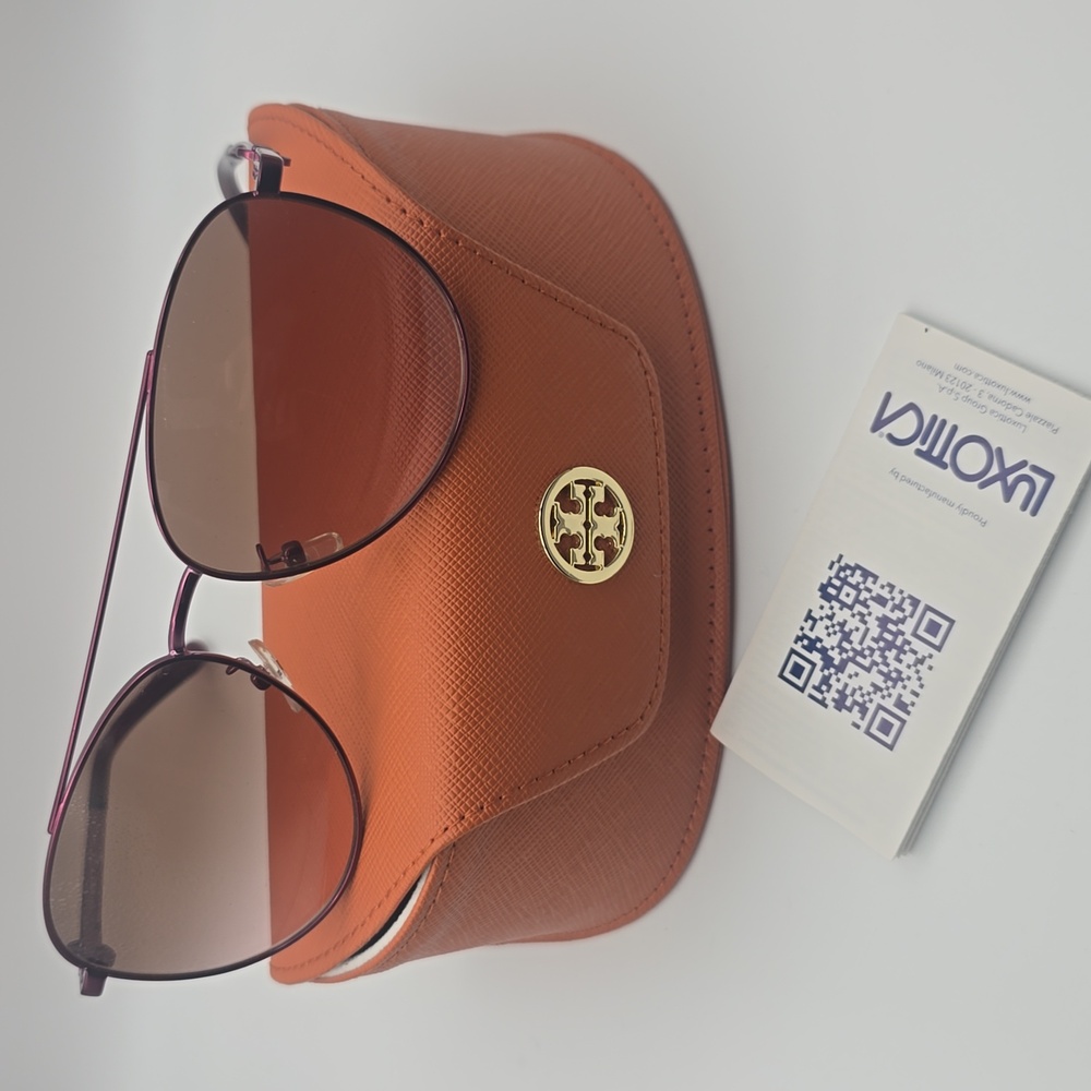 Tory Burch Metallic Pink Aviator Sunglasses NWOTS!